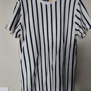 San Francisco Work Shirt, Men's Extra Large White,Black and purple striped shirt